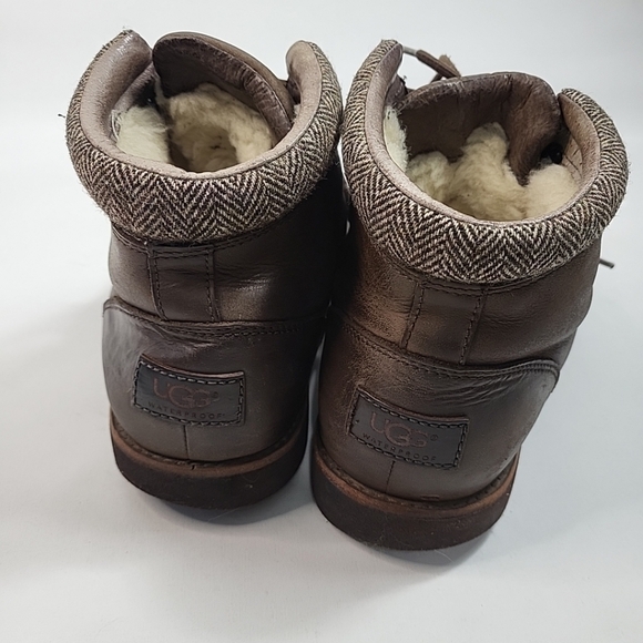 UGG Boysen TL Waterproof Brown Leather Boots Wool Lining 1008126 - Size 9 Men - Picture 4 of 8